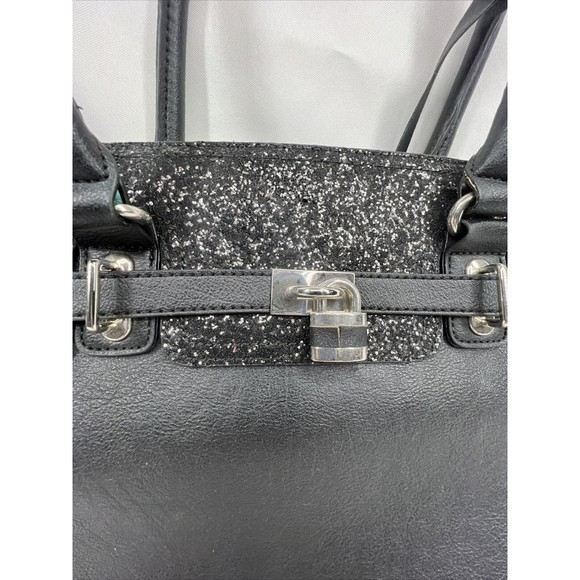 Apt 9 Black￼ Purse Shoulder Bag Strap Zippers Glitter Accent - Picture 2 of 10